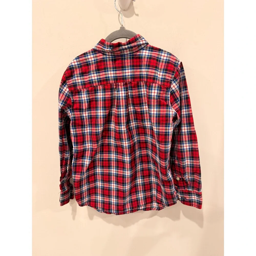 Ralph Lauren Kids Red Blue White Plaid Cotton Button Down Shirt Size 6